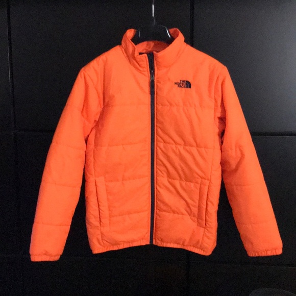 orange north face bubble jacket